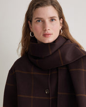 Handmade wool-blend coat with scarf brown