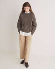 Brown cable-knit merino-wool sweater Ref. 43521