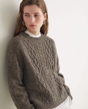 Brown cable-knit merino-wool sweater Ref. 43521