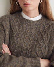 Brown cable-knit merino-wool sweater Ref. 43521