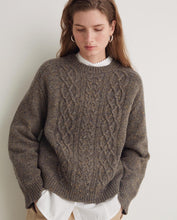 Brown cable-knit merino-wool sweater Ref. 43521