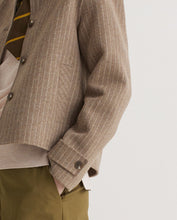Handmade striped double-faced short jacket beige