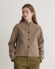 Handmade striped double-faced short jacket beige