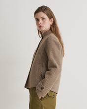 Handmade striped double-faced short jacket beige