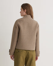 Handmade striped double-faced short jacket beige