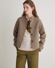 Handmade striped double-faced short jacket beige