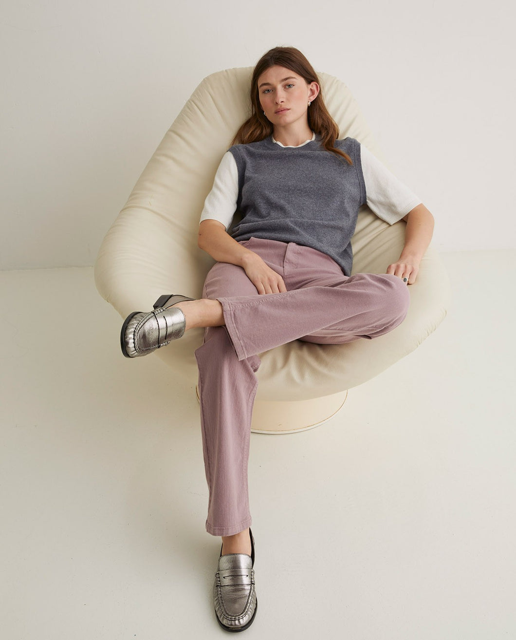 Mauve organic-cotton straight jeans