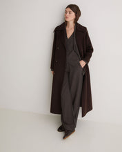 Handmade wool-blend long coat brown