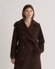 Handmade wool-blend long coat brown
