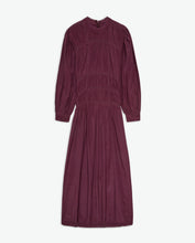 Aubergine high-neck cotton-blend midi dress