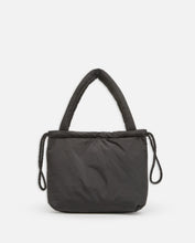 Black quilted drawstring bag