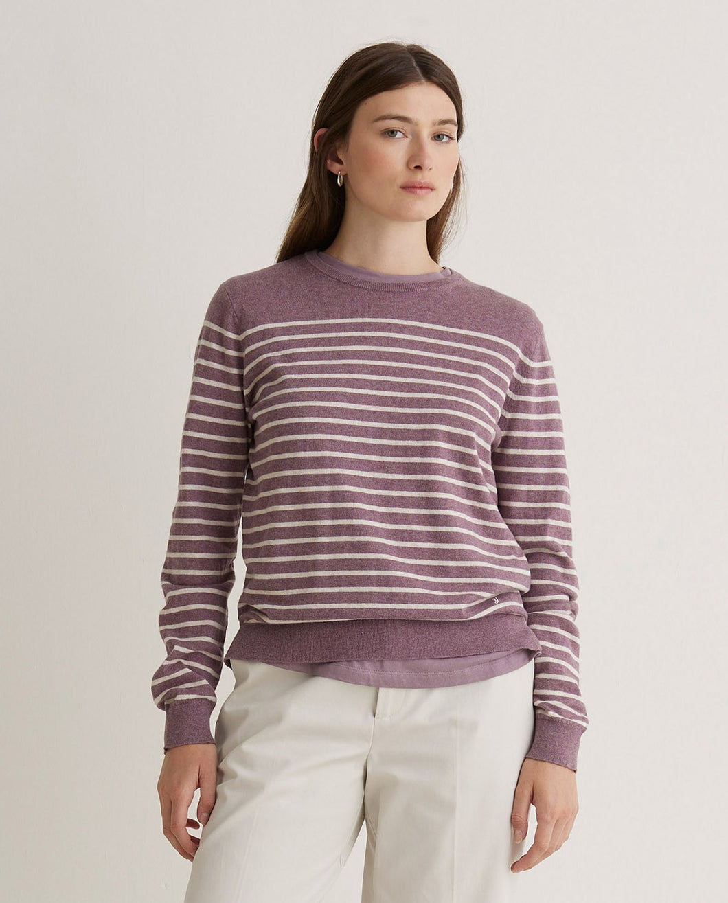 Mauve striped organic-cotton sweater