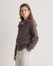 Wool-blend sweater with embroidered flowers