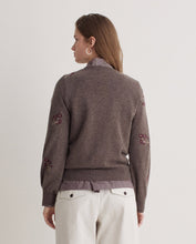 Wool-blend sweater with embroidered flowers