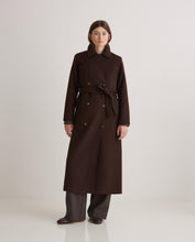 Handmade wool-blend long coat brown