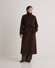 Handmade wool-blend long coat brown