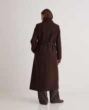 Handmade wool-blend long coat brown