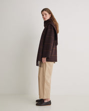 Handmade wool-blend coat with scarf brown