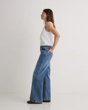 Indigo organic-cotton wide-leg jeans