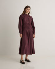 Aubergine high-neck cotton-blend midi dress