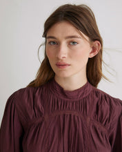 Aubergine high-neck cotton-blend midi dress