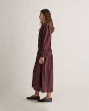 Aubergine high-neck cotton-blend midi dress