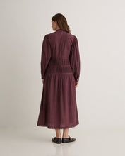 Aubergine high-neck cotton-blend midi dress