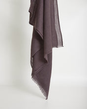 Aubergine wool-blend frayed foulard