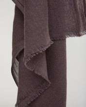 Aubergine wool-blend frayed foulard