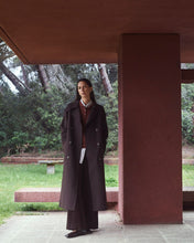 Handmade wool-blend long coat brown