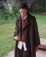 Handmade wool-blend long coat brown