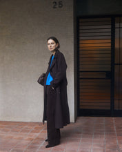 Handmade wool-blend long coat brown