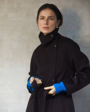 Handmade wool-blend long coat brown