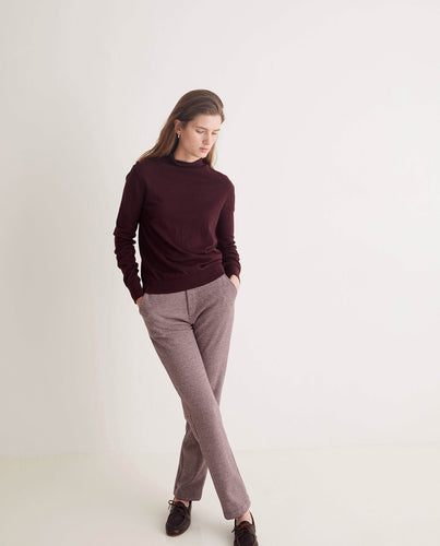 Aubergine regular-fit cotton trousers