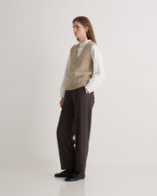 Beige merino-wool v-neck vest