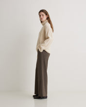 Light-brown wide knit trousers