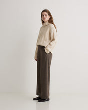 Light-brown wide knit trousers