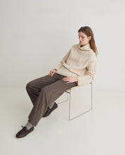 Light-brown wide knit trousers