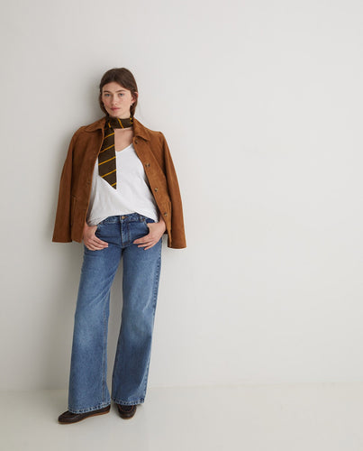 Indigo organic-cotton wide-leg jeans