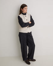Ecru wool-blend vest with pockets