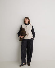 Ecru wool-blend vest with pockets