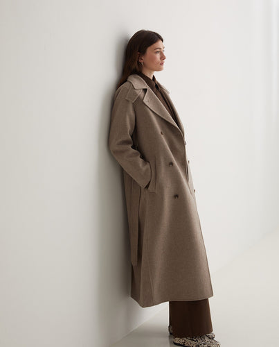 Handmade wool-blend long coat beige