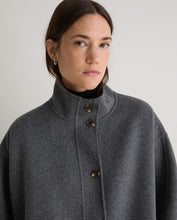 Handmade wool-blend fringed cape grey