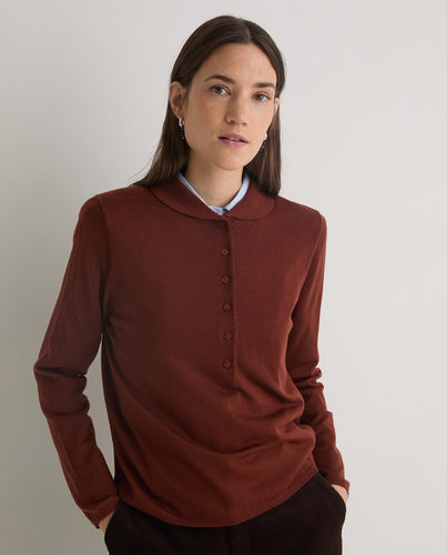 Terracotta merino-wool wide sweater