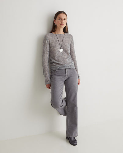 Grey organic-cotton wide-leg jeans