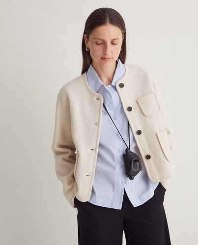 Ecru boiled-wool short jacket