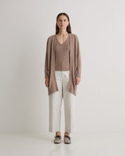 Brown cotton-blend long cardigan