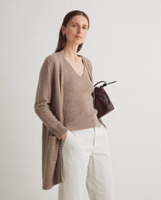 Brown cotton-blend long cardigan
