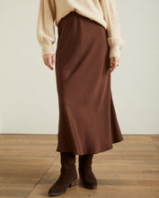 FLOWY SATEEN SKIRT CHOCOLATE