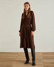 SATEEN MIDI DRESS CHOCOLATE